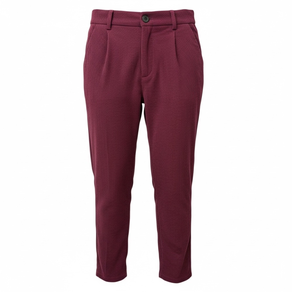 Zenana Maroon Corduroy Pants Women’s Wine Color 27” Inseam Stretch Waist